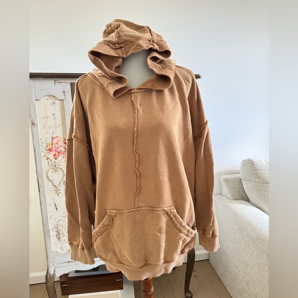 Free People Tan Hoodie Sweater